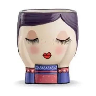 Vaso Le Pupazze Egan Mimì Viola 12x11 Ceramica