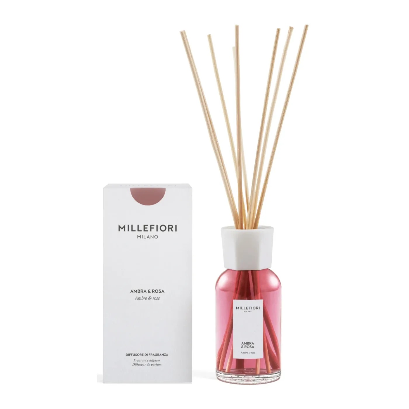 Diffusore Bastoncini Millefiori Natural Ambra & Rosa 250ml