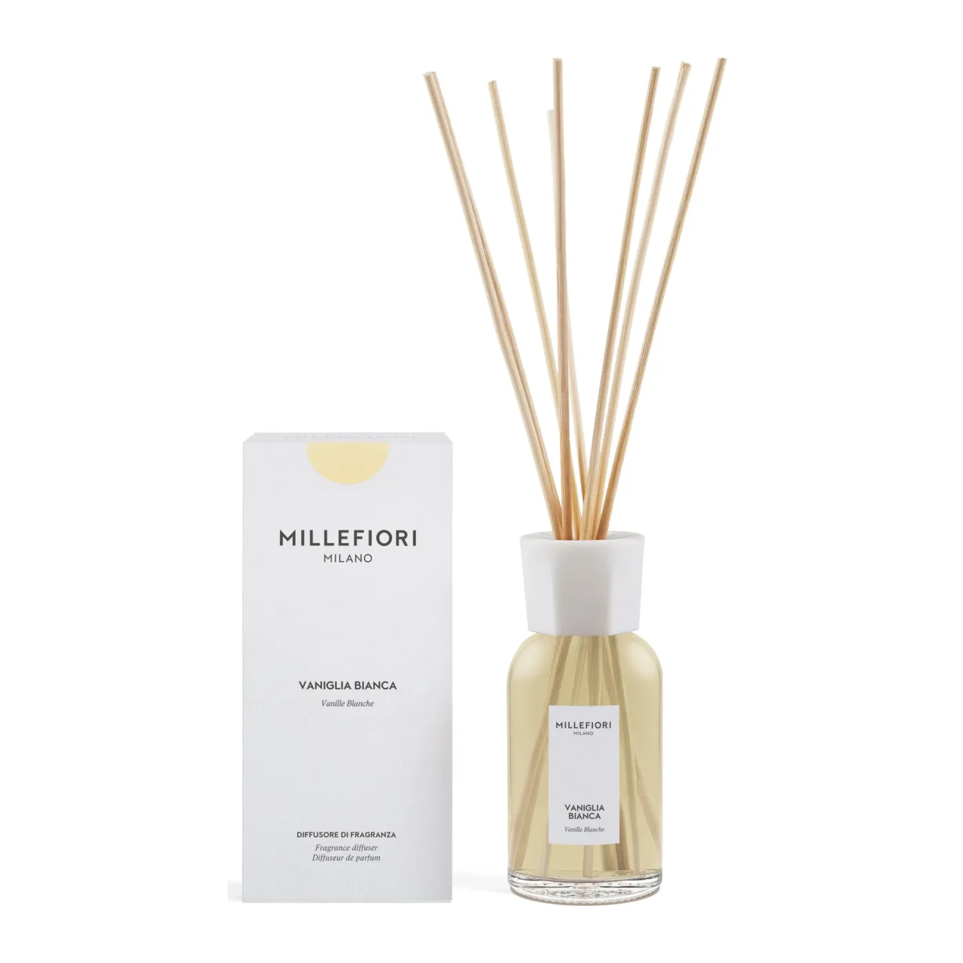 Diffusore a Bastoncini Millefiori Milano Vaniglia Bianca 250 ml