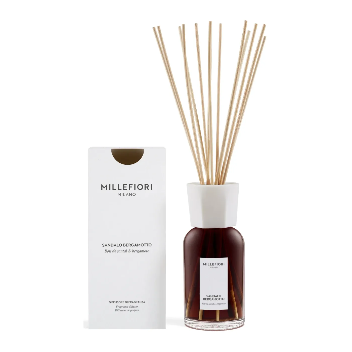 Diffusore Bastoncini Millefiori Natural Sandalo Bergamotto 500ml