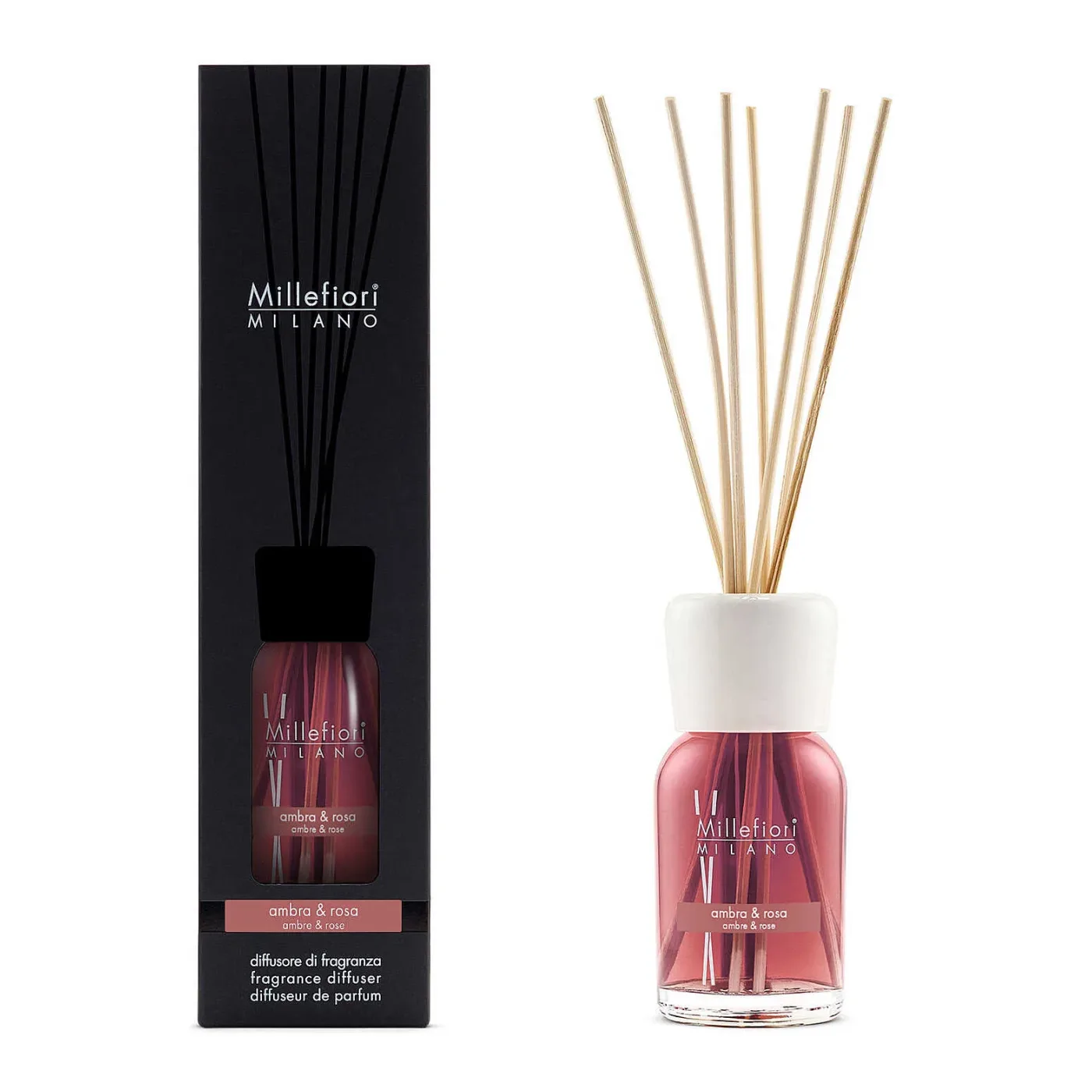 Diffusore Bastoncini Millefiori Natural Ambra & Rosa 100 ml