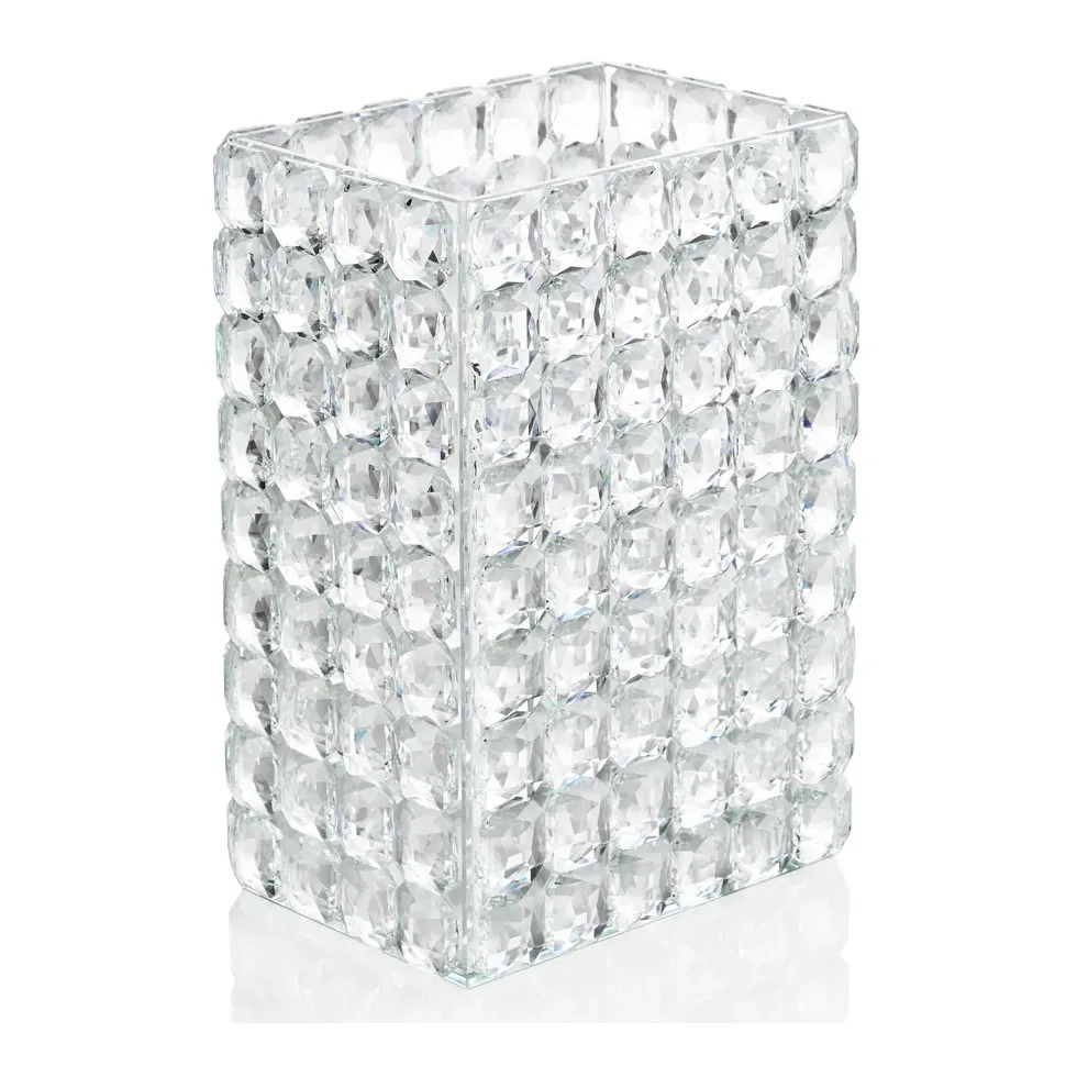 Vaso Ottaviani in Cristallo a Bolle Rettangolare h 21 cm