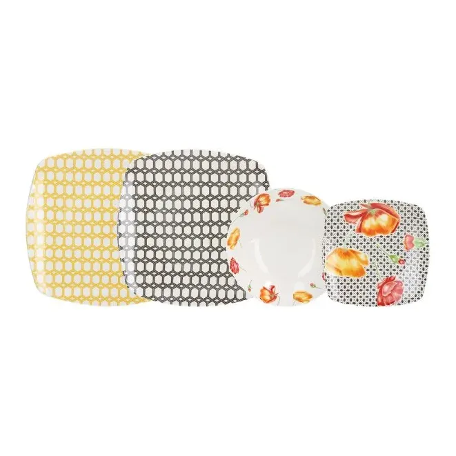 Servizio tavola 18 pezzi poppies new bone china multicolor