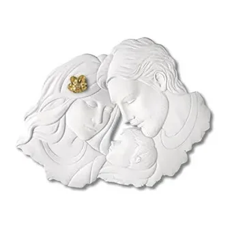Quadro Bianco Sacra Famiglia Fiore Oro 40x52 cm