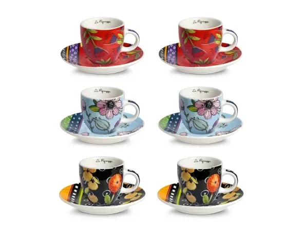 Set 6 Tazzine Caffè con Piattino Egan Le Pupazze 100 ml egan