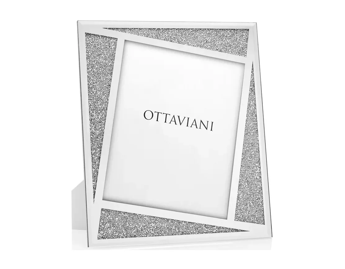 Portafoto Ottaviani con Cristalli Argento Inserti Diagonali 29,2x34,4x1,2 cm Ottaviani