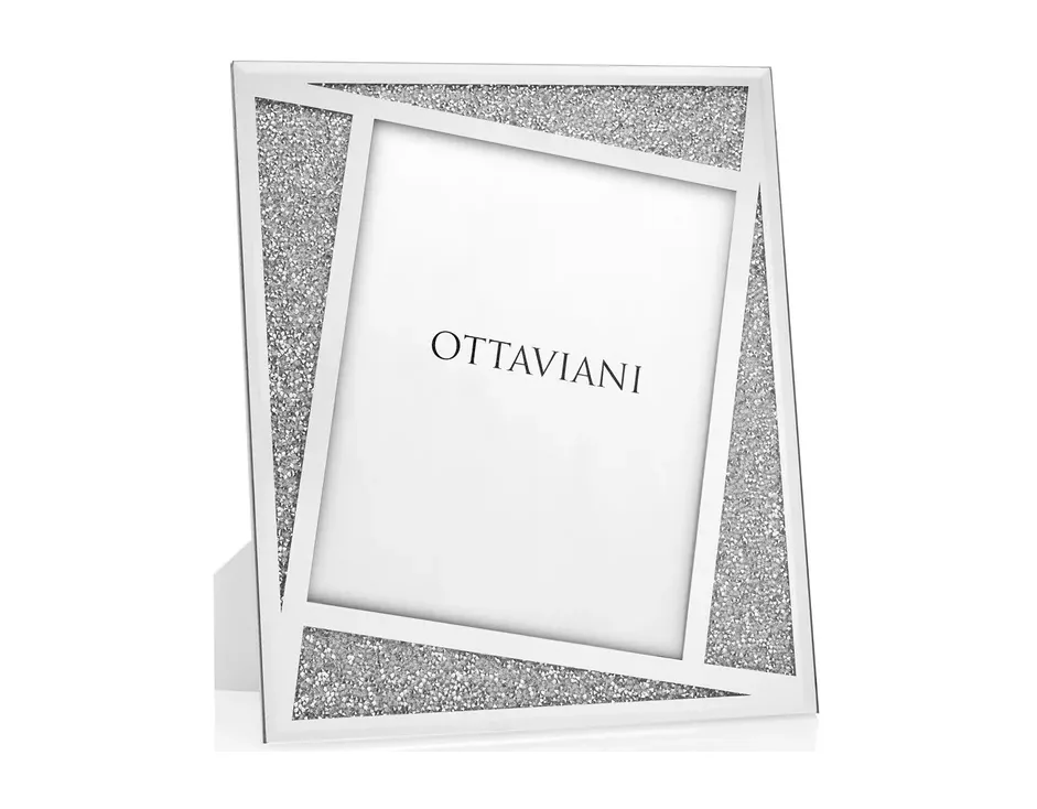 Portafoto Ottaviani con Cristalli Argento Inserti Diagonali 24,2x29,2x1,2 cm Ottaviani