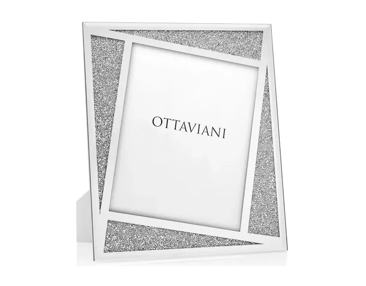Portafoto Ottaviani con Cristalli Argento Inserti Diagonali 21,7x26,8x1,2 cm Ottaviani