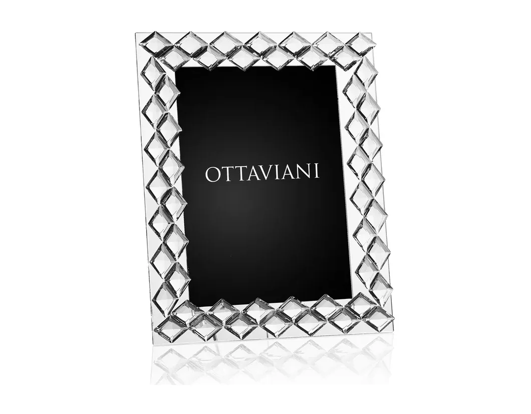 Portafoto Ottaviani in Cristallo Trapuntato Argento 23x19x9,5 cm Ottaviani