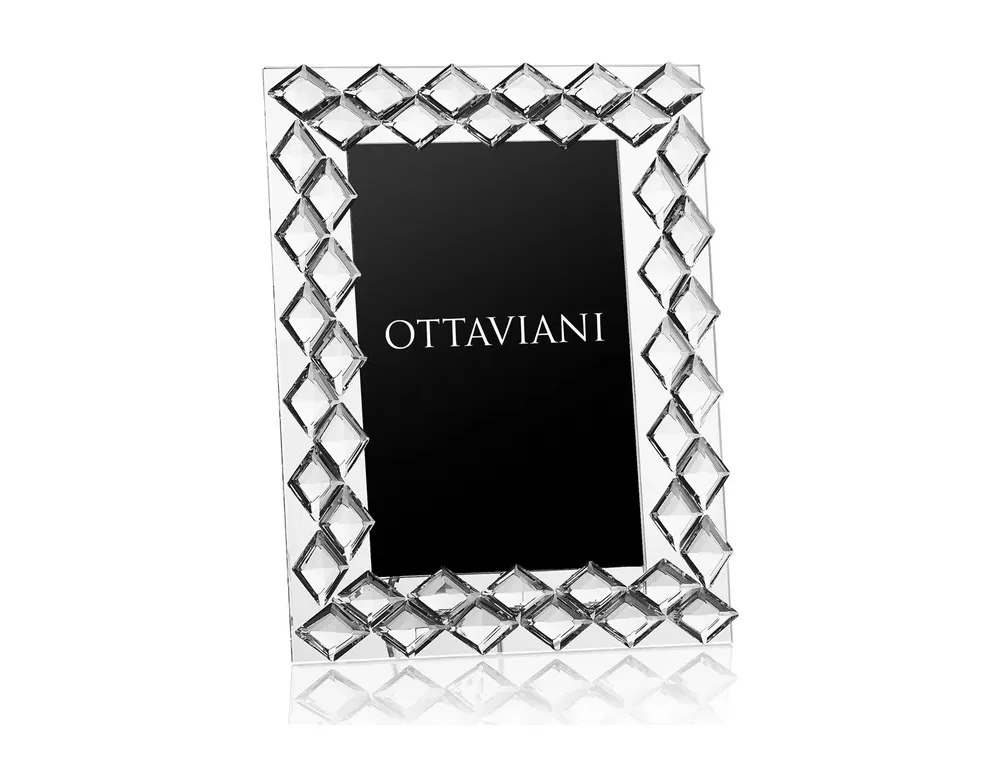 Portafoto Ottaviani in Cristallo Trapuntato Argento 20,5x16x9 cm Ottaviani