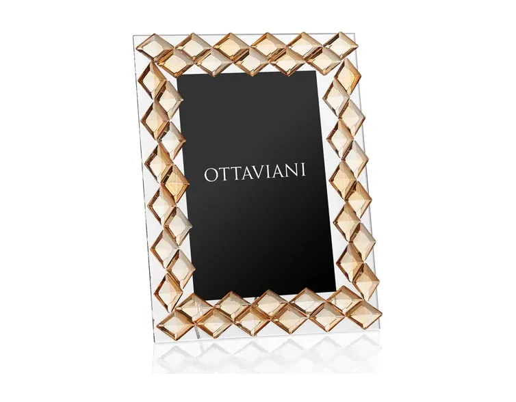 Portafoto Ottaviani in Cristallo Trapuntato Oro 20,5x16x9 cm Ottaviani