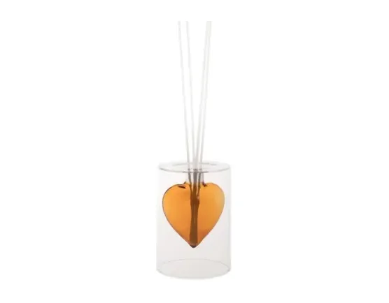 Diffusore Cuore Ambra Brandani in Vetro con Bastoncini Brandani