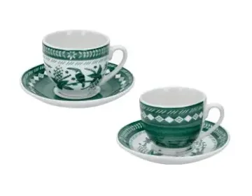Set 2 Tazzine Caffè Brandani Tuka-Tuka Verde con Piattino Brandani