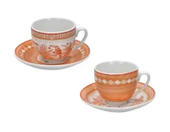 Set 2 Tazze Caffè con Piattino Brandani Tuka-Tuka Arancio Brandani