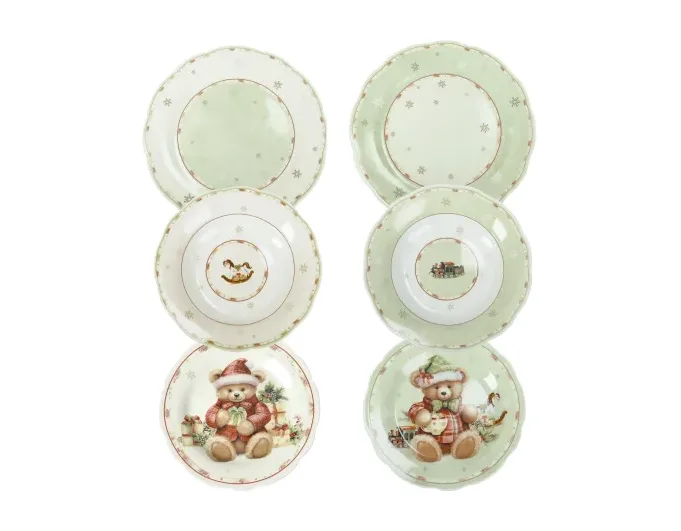 Servizio Piatti 18 Pz Coccole Brandani Porcellana Natale Brandani