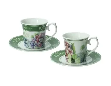 set 2 tazze caffè con piattino Brandani