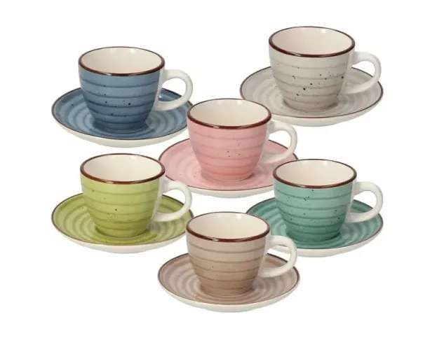 Set 6 Tazzine Caffè con Piattino Tognana Urban Pastel Tognana