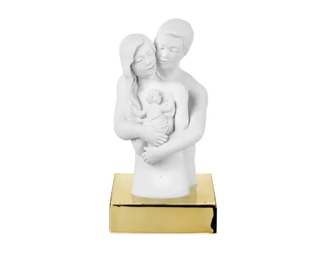Busto Statua Famiglia con Base Oro - H 27 cm Bongelli