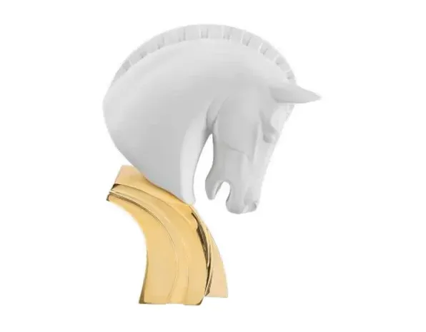 Scultura Testa Cavallo Bongelli H16 Bianco Oro Bongelli