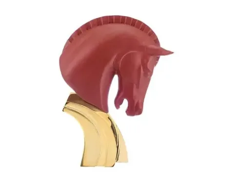 Testa Cavallo Rosso base oro Bongelli H16 Polvere Marmo Bongelli