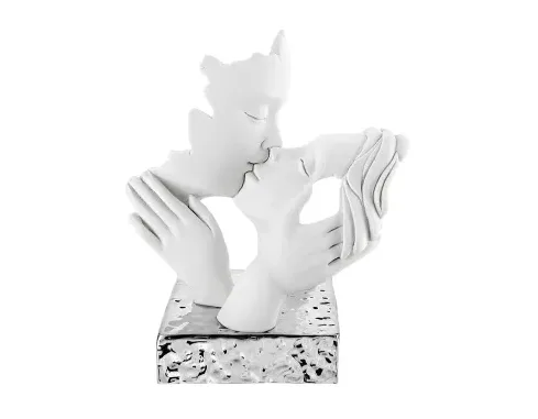 Bongelli preziosi - statua figura moderna coppia face bianco argento 14x11cm marmorino Bongelli