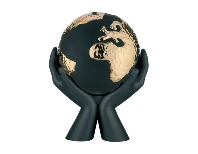 Scultura Mani Mondo Bongelli Preziosi Nero Oro h36 Bongelli