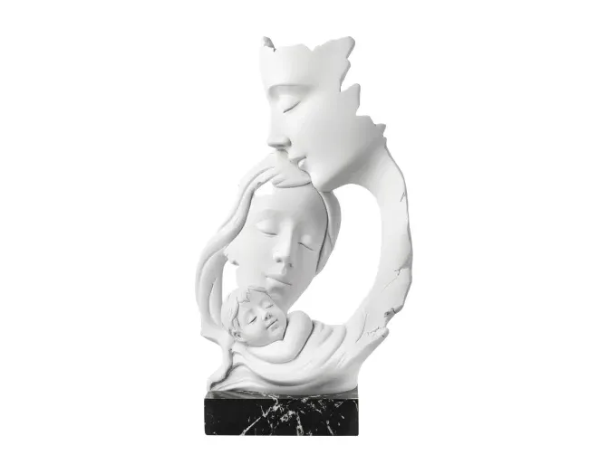 Scultura Famiglia in Marmo Nero - H 34 cm Bongelli