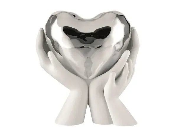 Scultura Mani con Cuore Bongelli Bianco Argento Bongelli