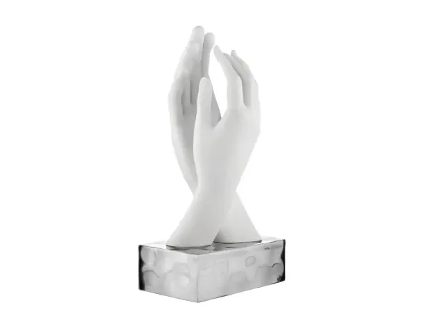 Scultura Mani Bianche con Base Argento Bongelli