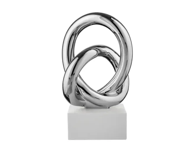 Scultura Nodo Alto Base Bianca Argento H.15 Bongelli Bongelli