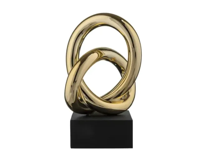 Scultura Nodo Alta con Base Nera e Oro Bongelli