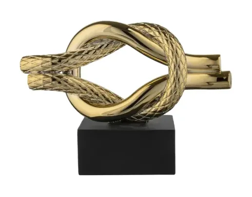 Scultura Nodo Mare Bianco Oro Bongelli 15x12 cm Marmorino Bongelli