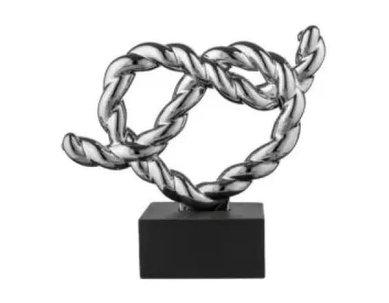 Scultura Nodo Cuore con Base Nera e Argento Bongelli