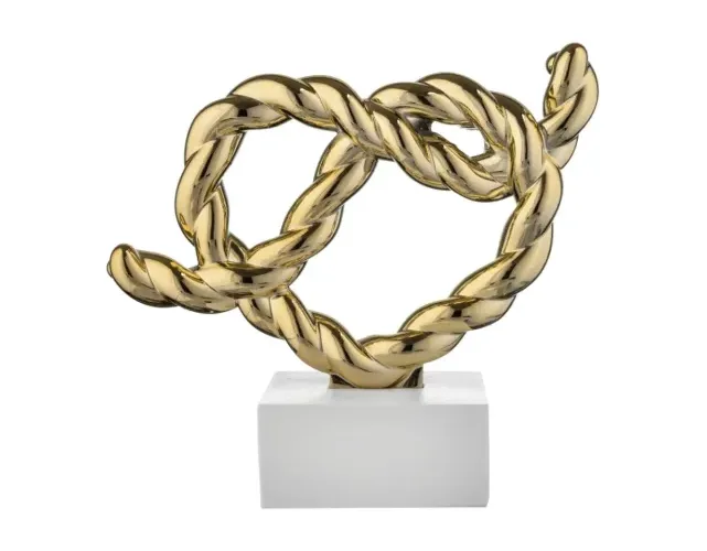 Scultura Nodo Cuore Bianco/Oro 13x15 cm Bongelli