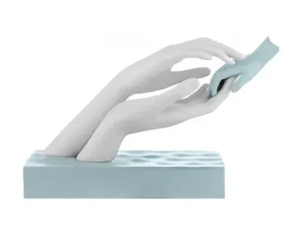 Scultura Mani Baby Bongelli Carezza 11×16 Marmorino Celeste Bongelli