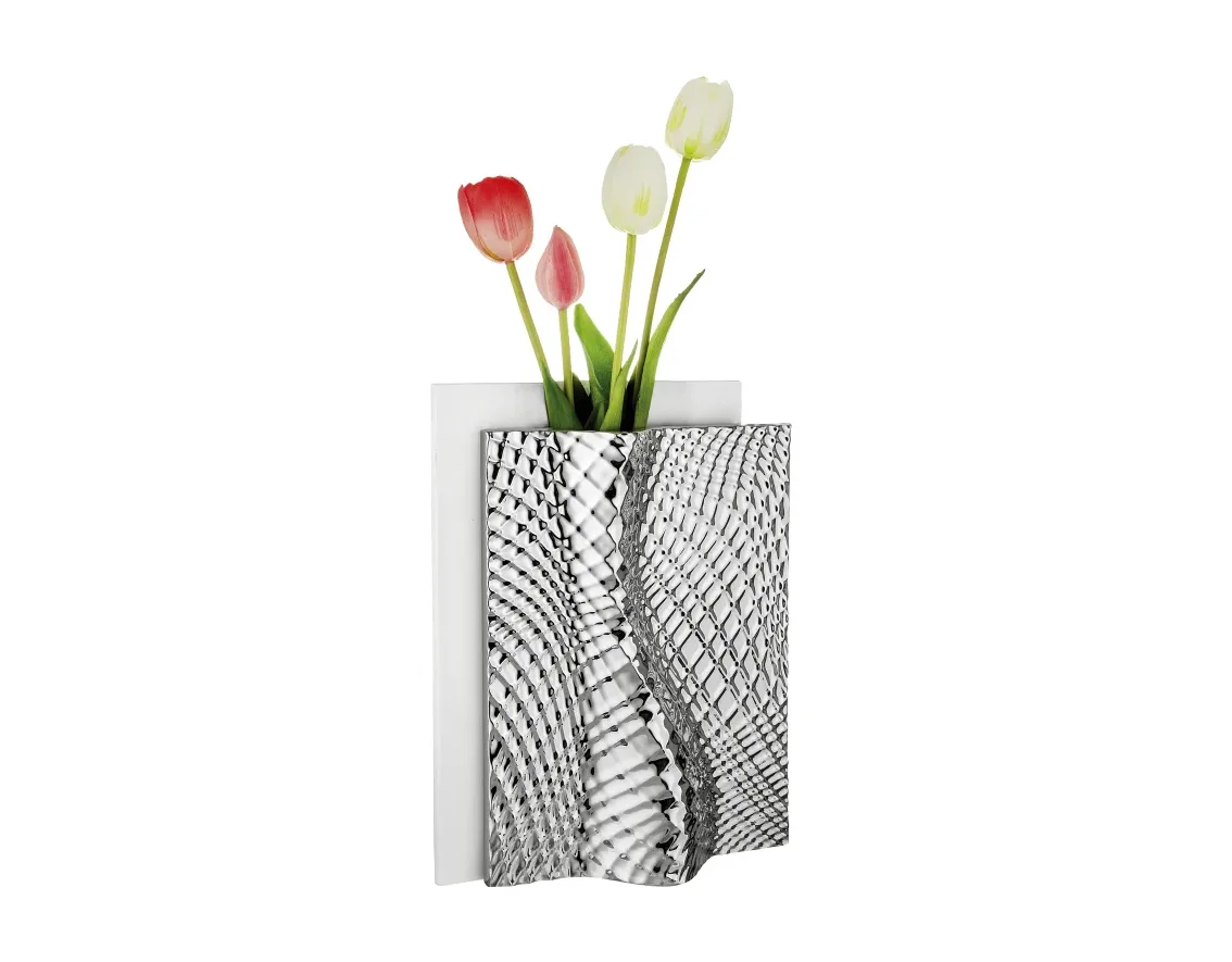 Vaso Ophis Bongelli H.30 Bianco Argento Marmorino Bongelli