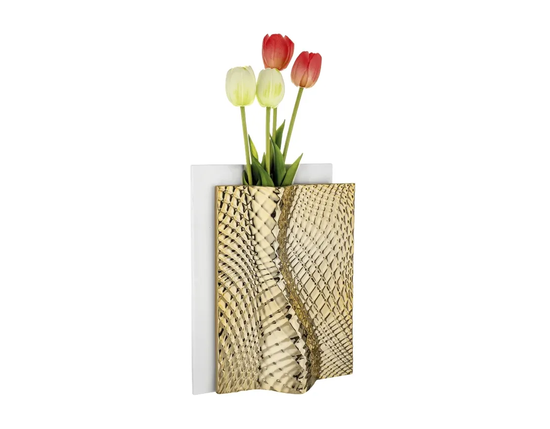 Vaso Ophis Bongelli H30 Marmorino Bianco Oro Bongelli