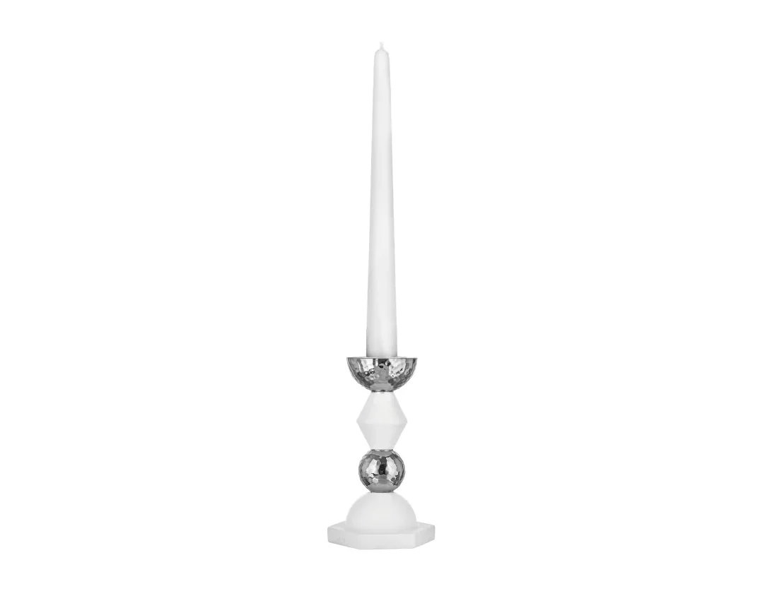 Portacandele Liberty Bongelli H 15 Bianco Argento Bongelli