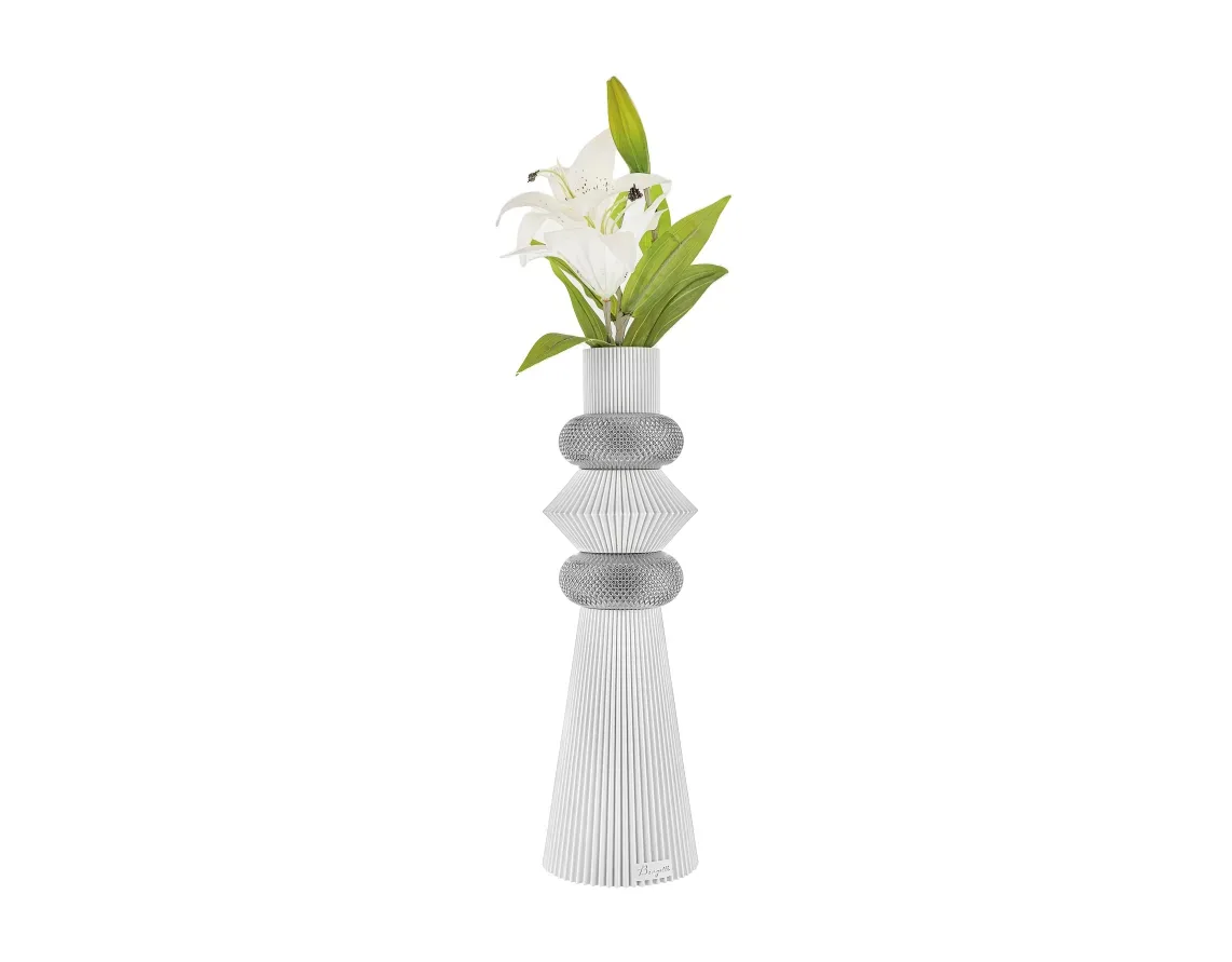 Vaso Modular Bongelli Bianco-Argento H.39 cm Bongelli