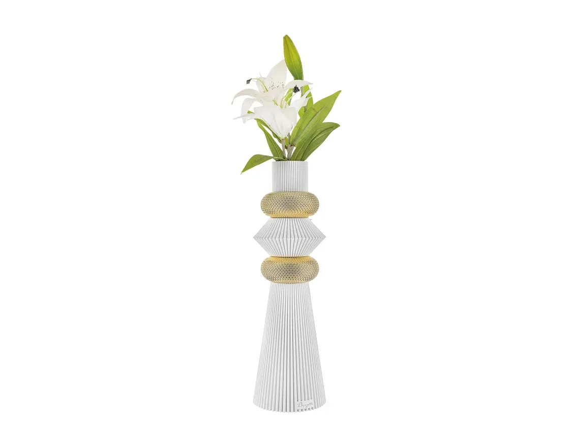 Vaso Modular Bongelli Preziosi H.39 Bianco e Oro Bongelli