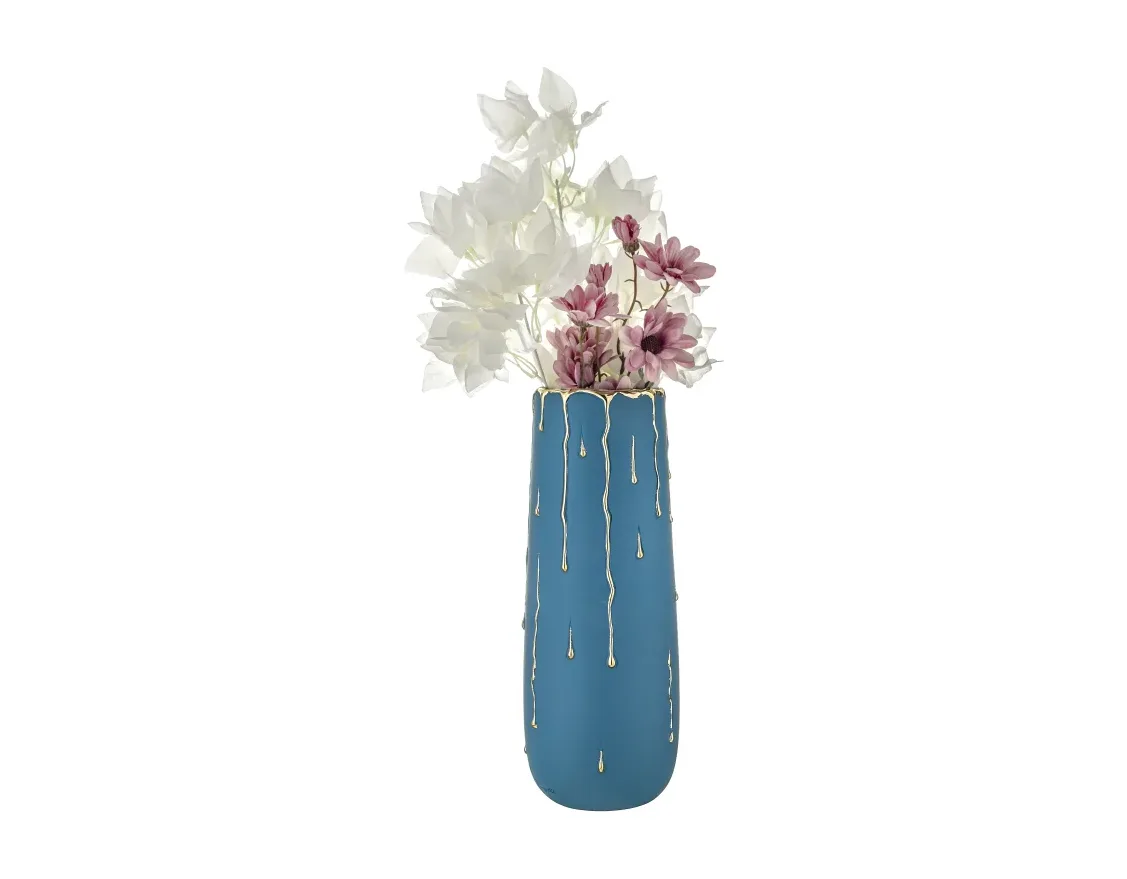 Vaso Rugiada Bongelli H.31 Marmorino Blu e Oro Bongelli