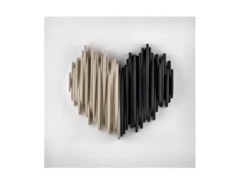Quadretto Cuore Stilizzato Bongelli Bianco Nocciola 15x15 Bongelli