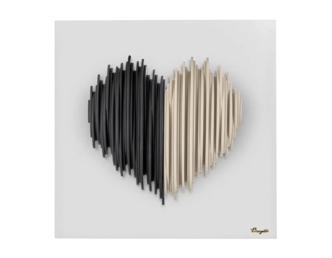 PANNELLO CUORE STILIZ. BIANCO 50X50 CUORE NOCCIOLA/NERO Bongelli
