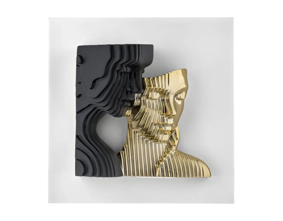 Quadretto Bongelli Visi Stilizzati 15x15 Bianco Oro Bongelli