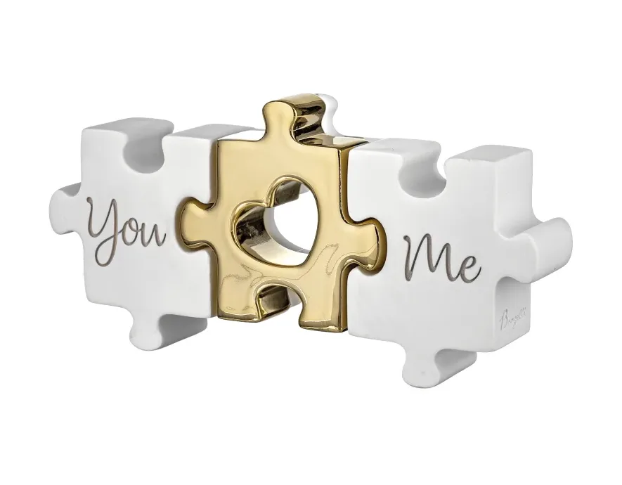 SCULTURA PUZZLE 18X7 BIANCA-ORO Bongelli