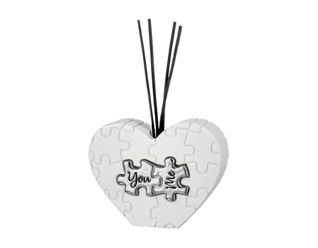 Profumatore Puzzle Cuore Bongelli 13x9 Bianco Argento Bongelli