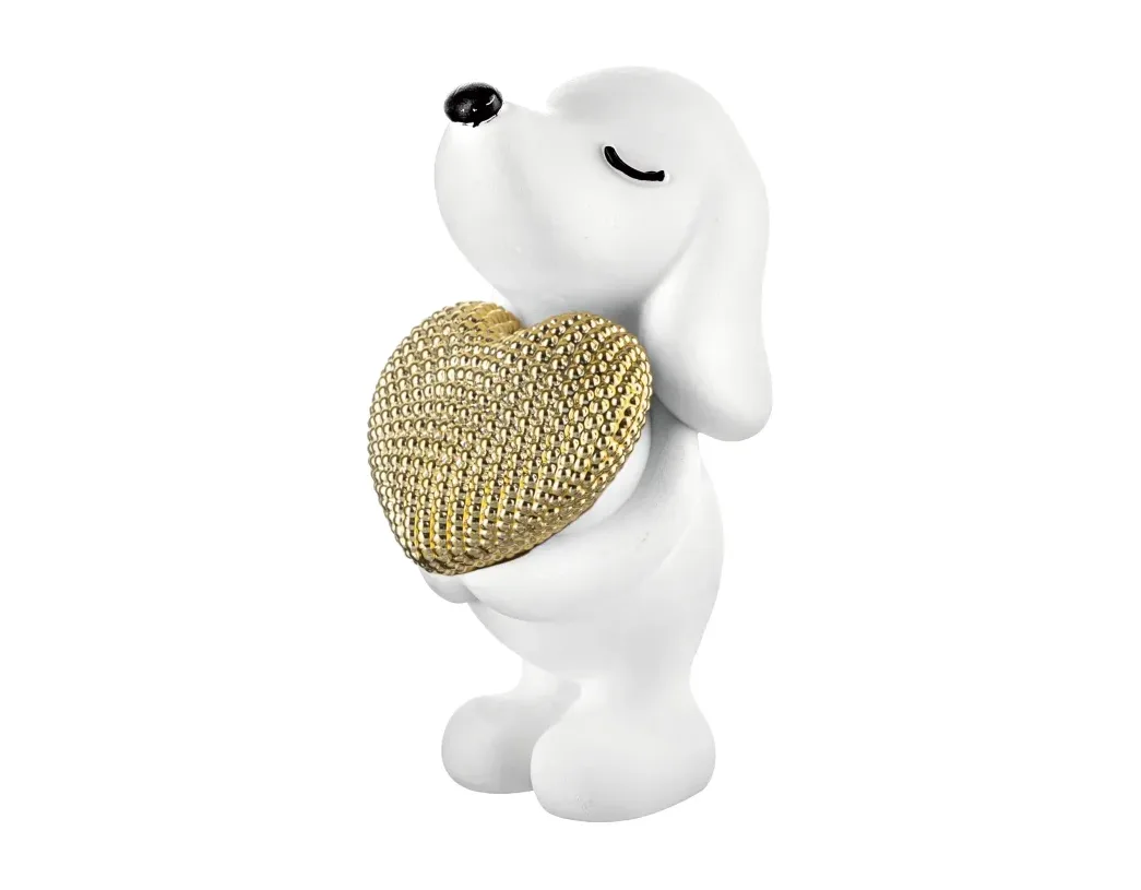 Cagnolino con Cuore Bongelli Marmorino Bianco Oro H 10 Bongelli