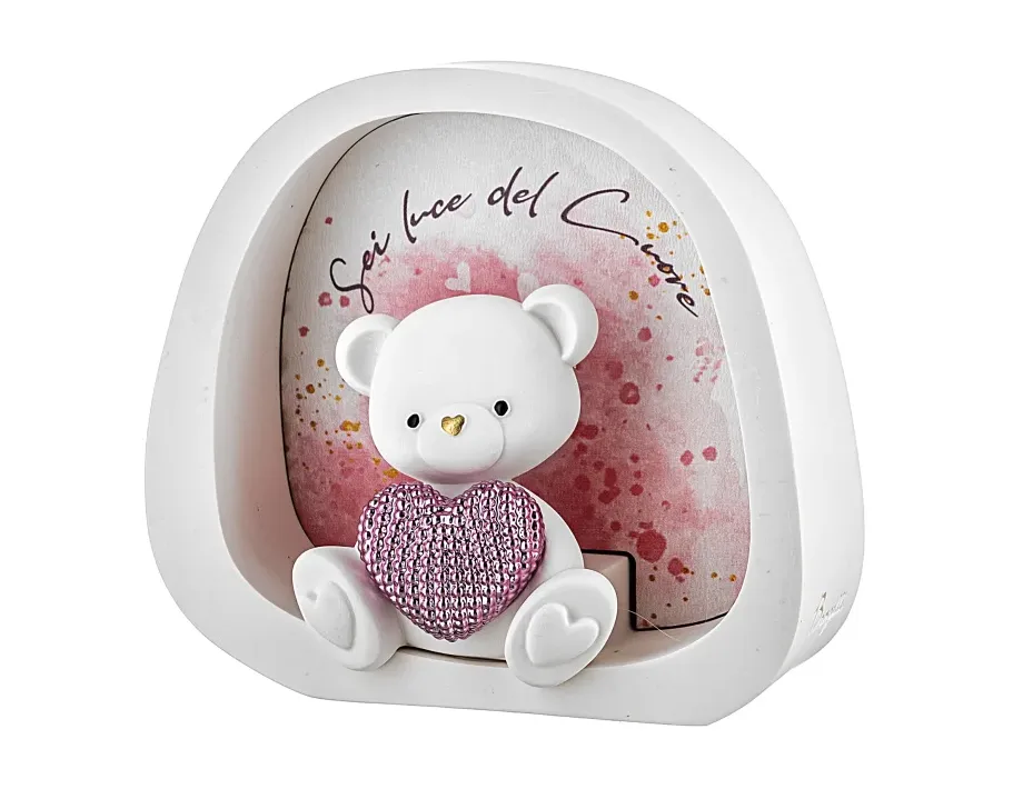 Lampada LED Bongelli Orsetto Sfondo Rosa Marmorino Bongelli
