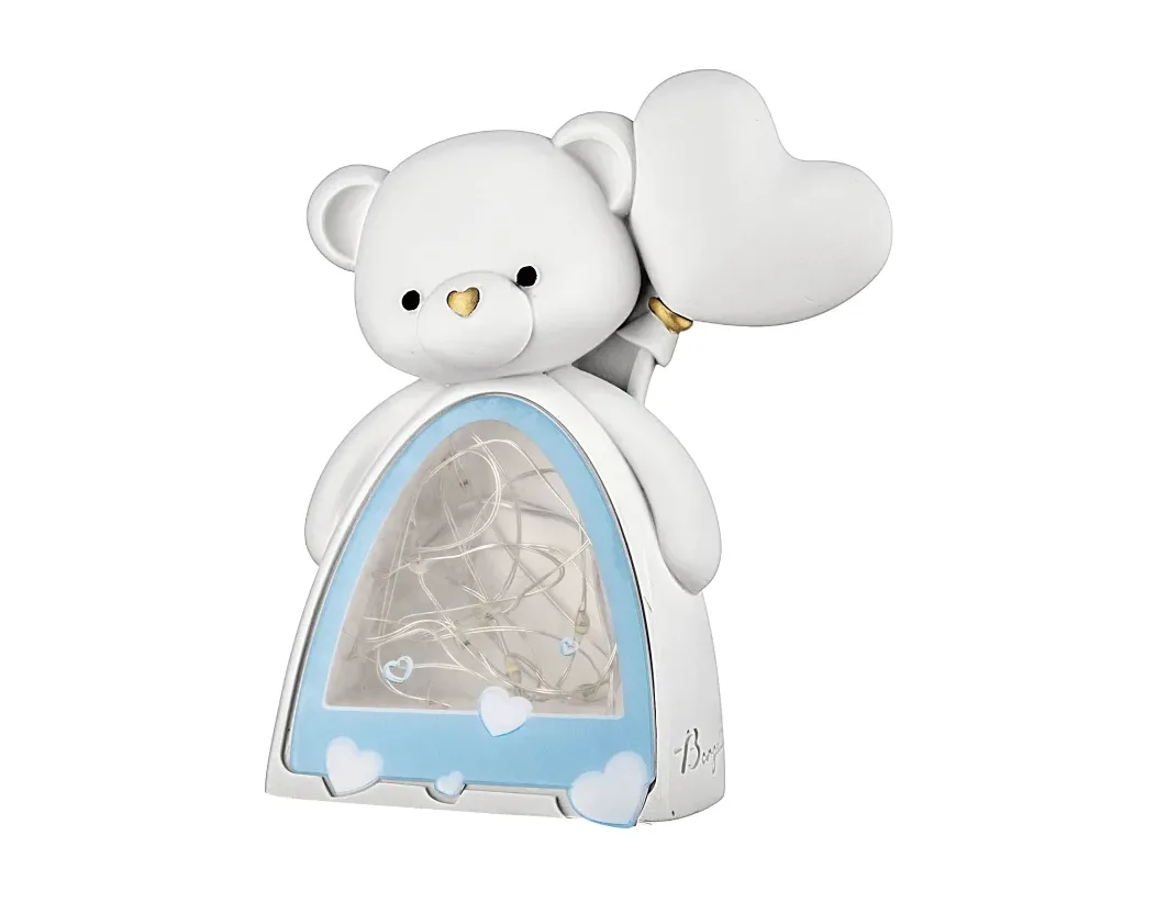 Orsetto con Luce LED Bongelli H 10 cm Celeste Bongelli
