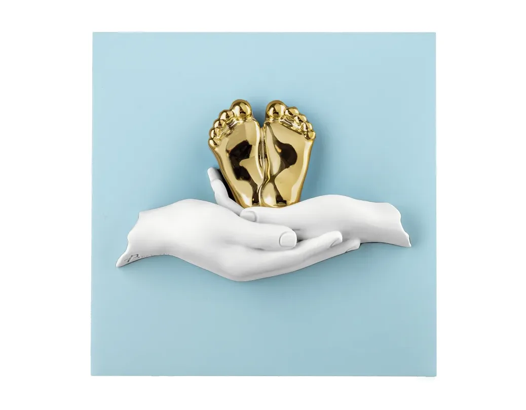 Placca Battesimo Bongelli Piedini 15x15 Celeste Bongelli